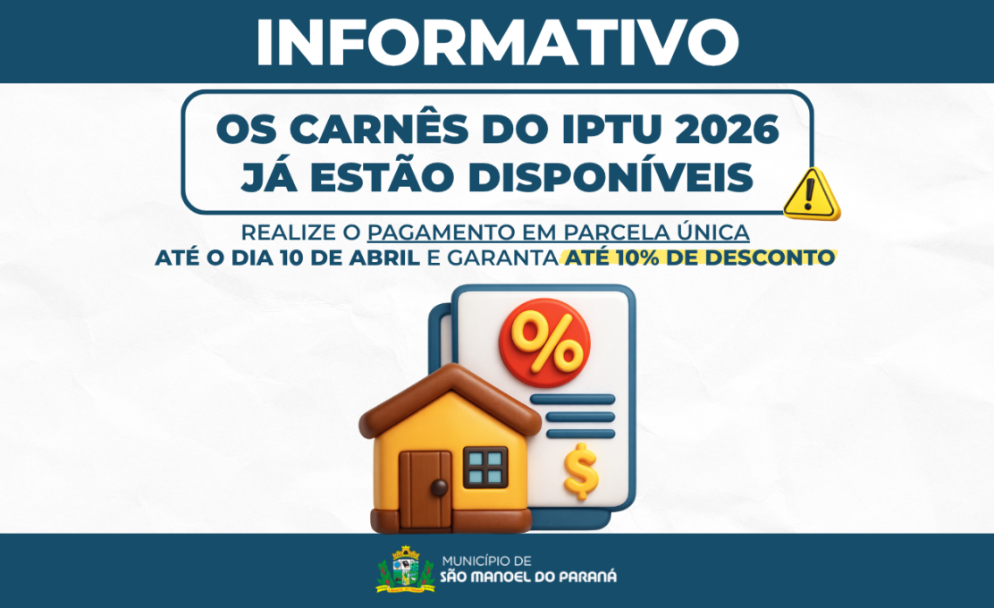 CARNÊS DO IPTU 2026 DISPONÍVEIS