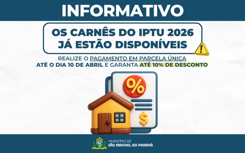 CARNÊS DO IPTU 2026 DISPONÍVEIS